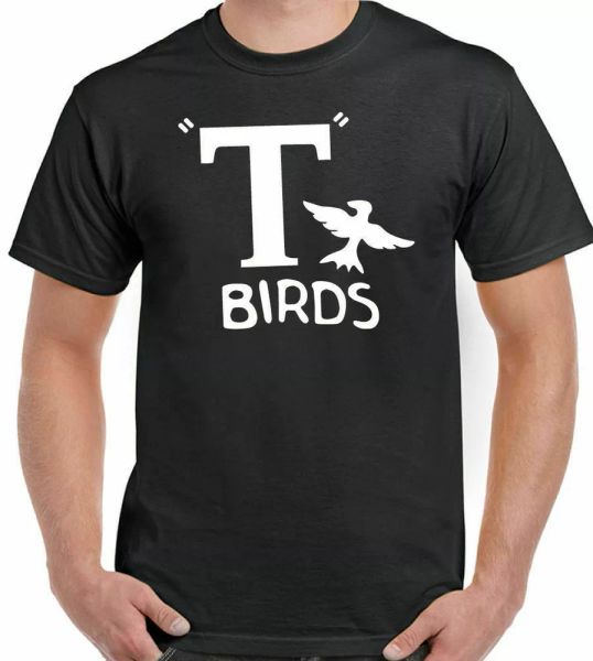 

t-birds t-shirt mens funny grease john travolta rydell high stag do, White;black