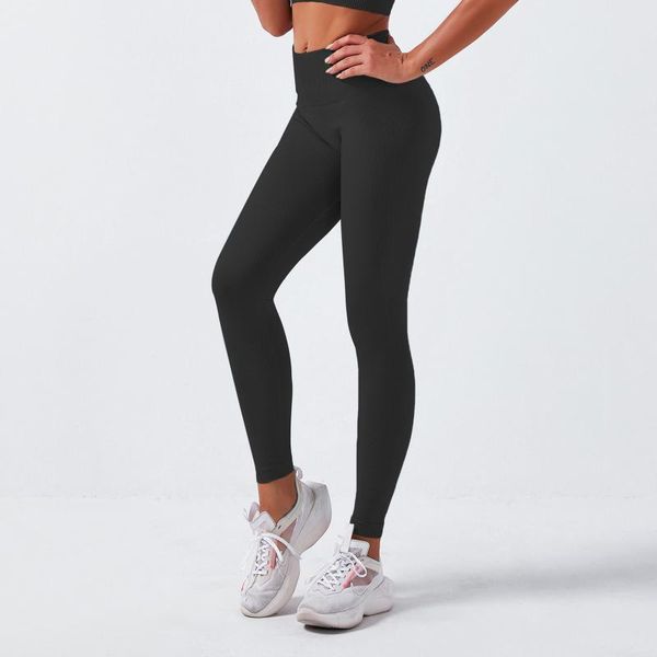 

women's leggings solid women fitness push up for high waist sports gym casual leggins mujer, Black