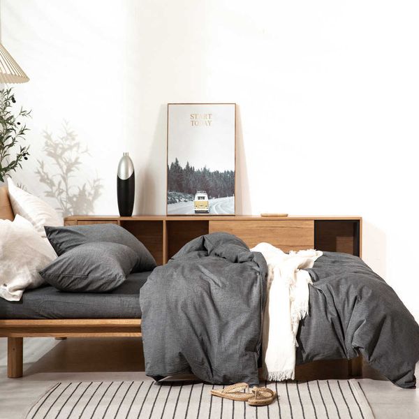 

all cotton non printing washed cotton four piece set good quality pure cotton quilt cover sheet fitted sheet home stay l japanese