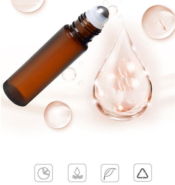 

factory essential oil amber bottle 10 ml clear glass roll-on bottles with stainless steel roller balls