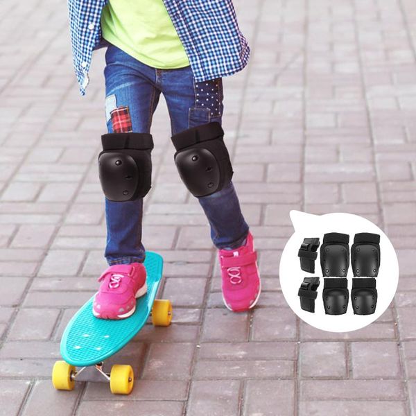 

elbow & knee pads 6pcs/set kid skateboard protector hand protection size, Black;gray