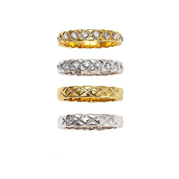 

japanese korean fashion trend 18k gold plated diamond fine cross rhombic ring for men and women, Silver