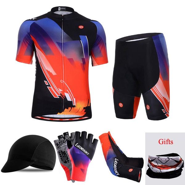

racing sets mens cycling jersey set bicycle clothing summer pro team road bike outfit sports uniform short sleeve mtb wear breathable black, Black;blue