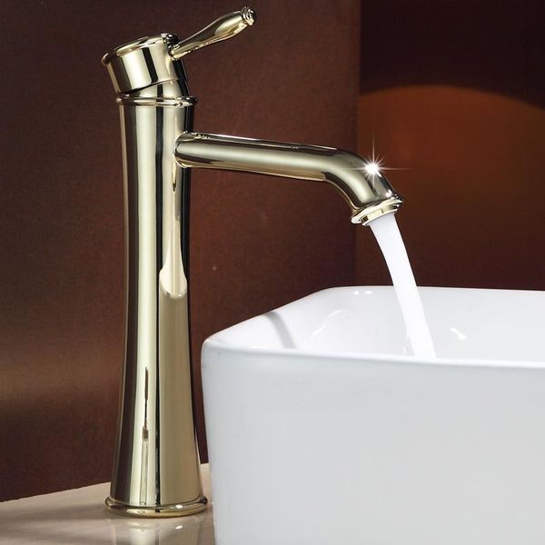 

bathroom sink faucets vintage antique full copper brass pedestal basin faucet gold finish polish single hole holder wash and cold water tap