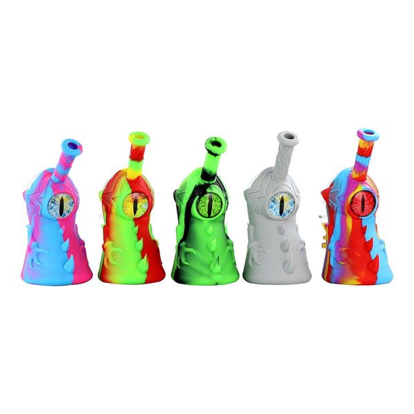 Tubos de água de um olho de água Bongo de vidro fumando canónias Dab Rigs Silicone bongs tubulação de tubulação para borracha de fumo de tabaco de erva seca