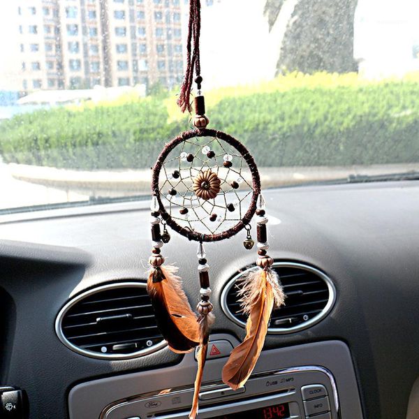 

fashion car pendant feather dream catcher decoration automobile rear view mirror dreamcatcher handicraft hanging ornaments decor1