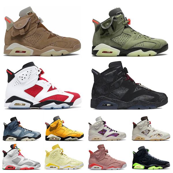 

jumpman 6 mens womens 2021 carmine outdoor basketball shoes 6s vi travis scott cactus jack singles day khaki sail smoke grey hare sports