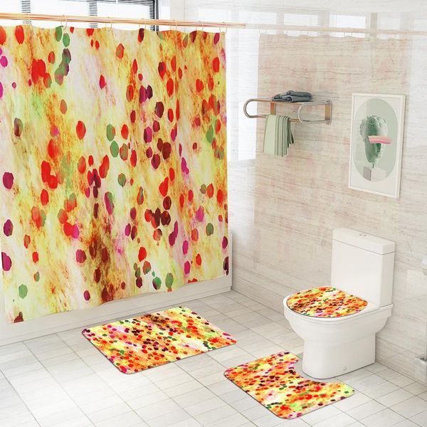 

bath mats printed flannel with polyester waterproof shower curtain bathroom toilet rug home decor carpet set