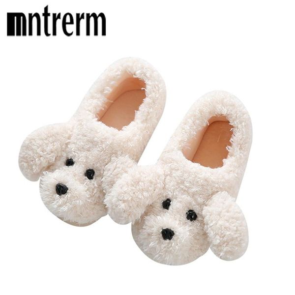 

mn womail cartoon animals women winter soft slippers plush round toe home flat indoor shoes furry warm slipper, Black