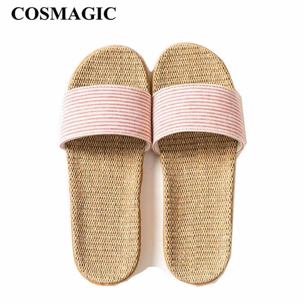 

women home indoor slipper casual soft house bedroom striped floor men slippers non-slip family shoe, Black