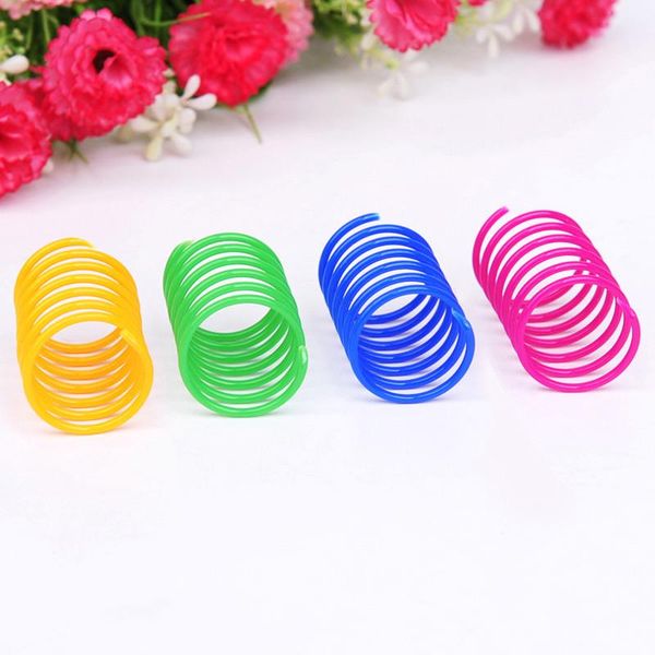 

4pcs pet wide plastic colorful springs cat toys retractable for kitten pets c1