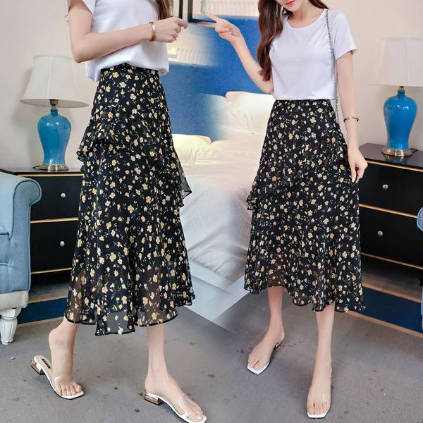 

skirts irregular skirt for women in spring and summer 2021, Black
