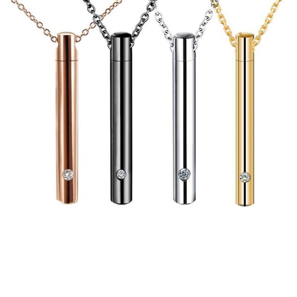 

chains cylindrical necklace pendant stainless steel rotatable perfume bottle ornament for men women commemorating, Silver
