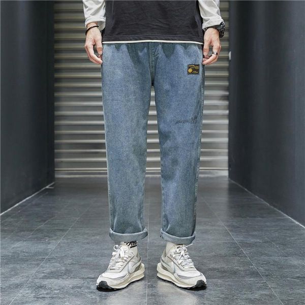 

men's pants spring/autumn product wide-leg jeans loose-fitting simple straight-leg trend student trousers fashion clothing, Black