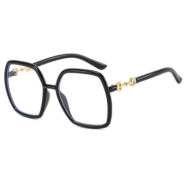 

fashion sunglasses frames square oversized retro glasses frame for women 2021 quality vintage pc eyewear uv400 metal alloy legs, Black