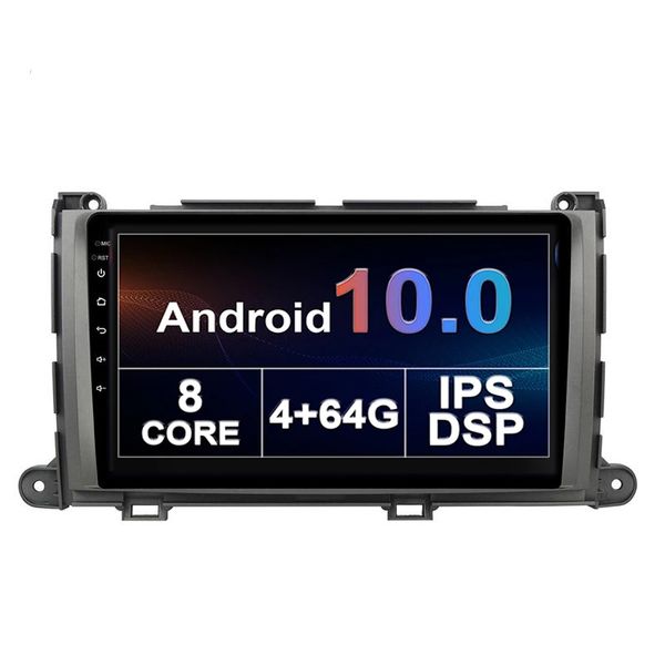 Lettore video dvd per auto per TOYOTA SIENNA 2010-2014 Sistema Android 10 Unità principale touch screen GPS per veicolo da 9 pollici con supporto Google Map Lingue OSD multiple