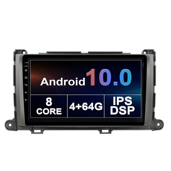 

car dvd video player for toyota sienna 2010-2014 android 10 system 9 inch vehicle gps touch screen head unit with google map support multipl