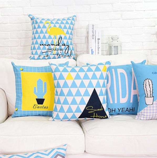

cushion/decorative pillow cute geometric cactus bird square throw pillow/almofadas case teen child kid,blue cushion cover home decor