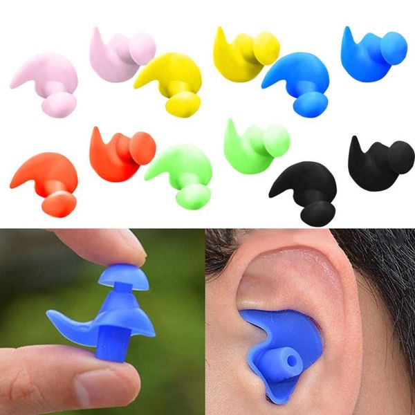 

pair swim ear plugs waterproof spiral for regular swimmers diving nose clip