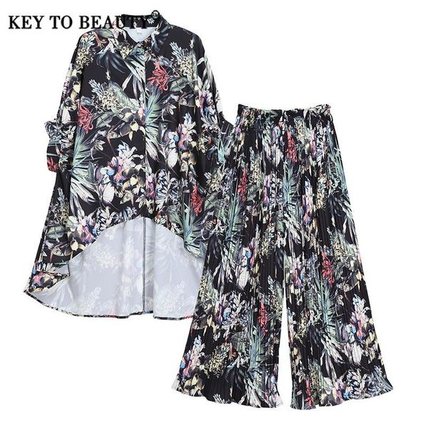 

beauty women two piece pleated suit lapel collar half sleeve casual loose slim 2021 spring summer fashion tide ktb561 women's pants, White