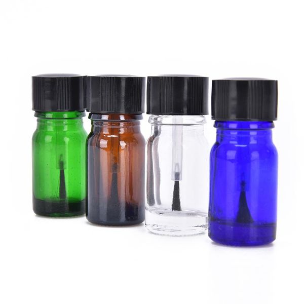 

storage bottles & jars 1pcs empty cosmetic containers 5ml nail polish bottle with a lid brush travel small round glass essential