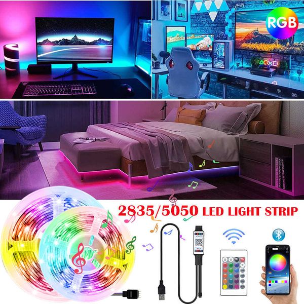 

led light strips 5v usb bluetooth app control infrared controller 5050 2835 rgb flexible tape tv pc backlight with sync to music