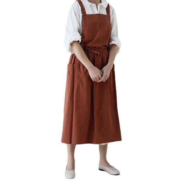 

aprons nordic simple florist apron cotton linen waterproof gardening coffee shops kitchen for cooking baking restaurant