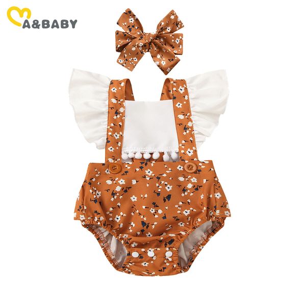 

6-24m summer born infant baby girls rompers ruffles flower jumpsuit sunsuit outfits clothing costumes 210515, Blue