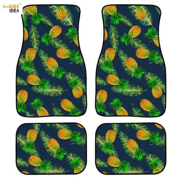 

carpets 4pcs car/auto wear resistant rug pineapple print automotive interior mat auto car floor rugs vehicle non-slip mats