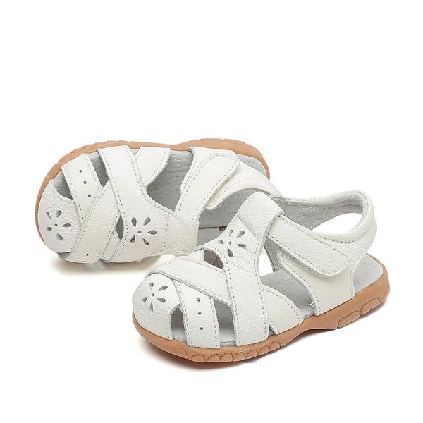 

sandals 2021 girls summer style leather children's shoes hollow snowflake baby boy, Black;red