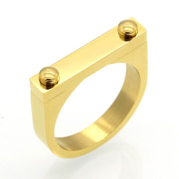 

cluster rings solid fashion screw love ring punk rock finger gold color lucky for women stainless steel jewelry wholesale, Golden;silver