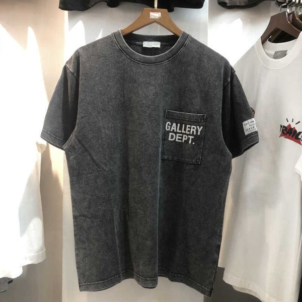 

trendy gallery pocket letter print dept reflective wash old men's short sleeve t-shirtm2dd, White;black