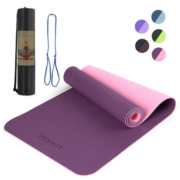 

lixada 183*61*0.8cm portable double dual-colored yoga mat thicken sports anti-slip exercise with strap and storage bag mats