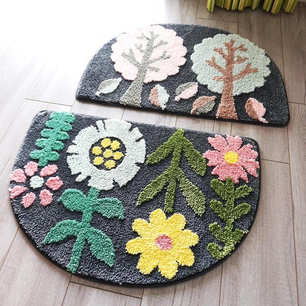 

carpets for living room flower printed parlor bedroom chair rugs toilet bath decorate non-slip door mat zm22719 mats