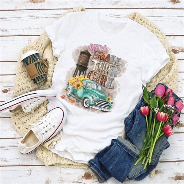 

graphic sunflower pirnted floral women t shirt girl fashion summer clothes womens clothing tee female, White