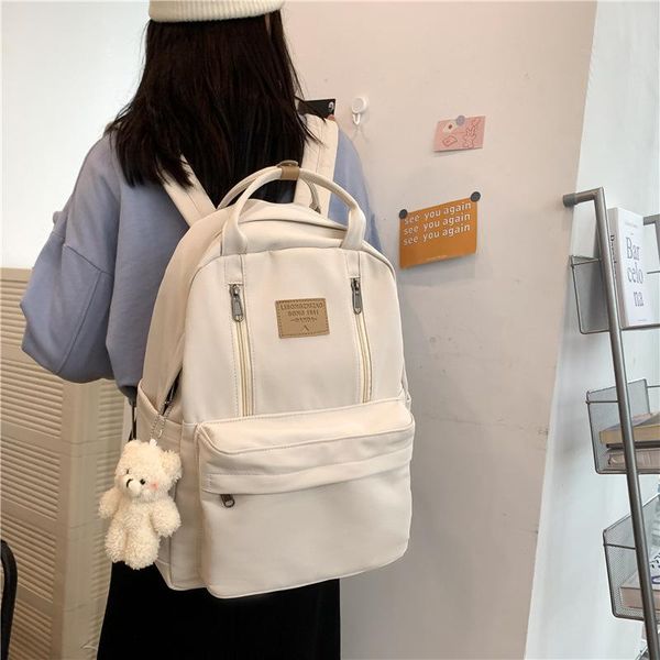 

backpack ins multifunction double zipper women teenager girls lapstudent shoulder book bag korean style schoolbag