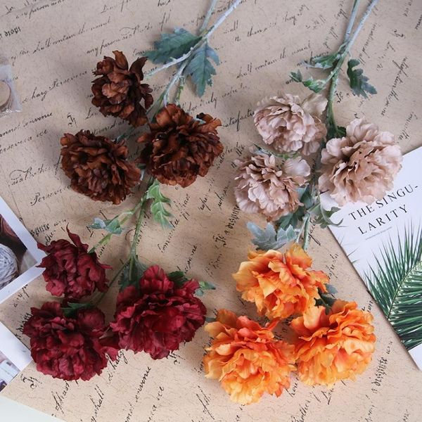 

decorative flowers & wreaths high grade 3 peony simulation flower plant wedding home living room decoration wall rose