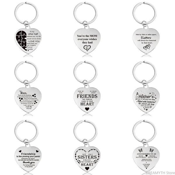 

party favor keychain pendant lettering metal love european and american stainless steel jewelry heart-shaped