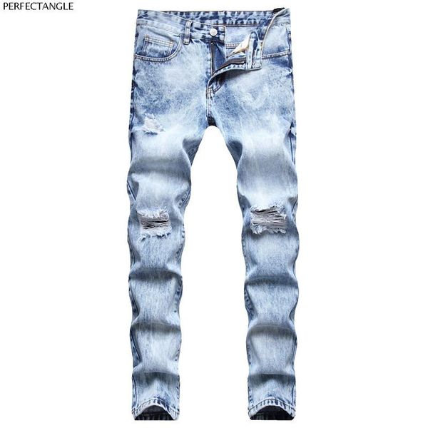 

men's jeans perfectangle brand 2021 straight business leisure classic fashion light blue pants all year round