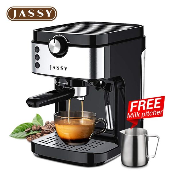 

coffee roasters jassy 19 bar espresso machine with milk frother wand for espresso, latte and mocha, cappuccino,give away pitcher