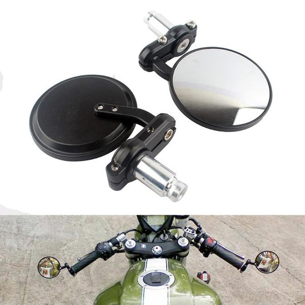 

motorcycle mirrors cnc aluminum rearview 3" handle bar end 7/8" side round