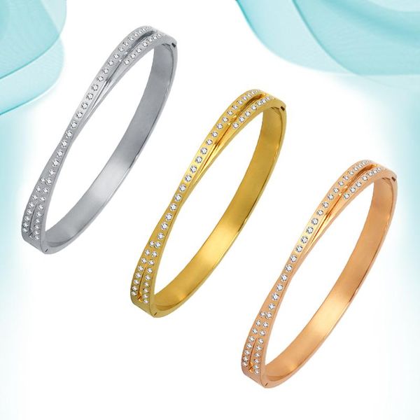 

bangle stainless steel bangles with diamonds for women trendy simple style making charms jewelry accessories, Black