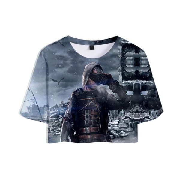 

women's t-shirt 2021 metro exodus 3d print girl short women casual t shirt, White