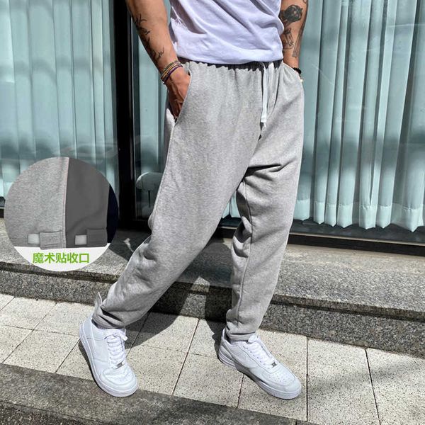 

grey terry sweatpants men's autumn and winter loose legged squatting pants ins beautiful fashion new fitness pants, Black