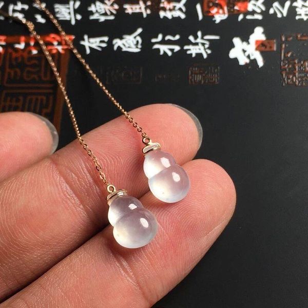 

dangle & chandelier original small gold chain natural chalcedony gourd earrings light luxury charm ladies brand silver jewelry