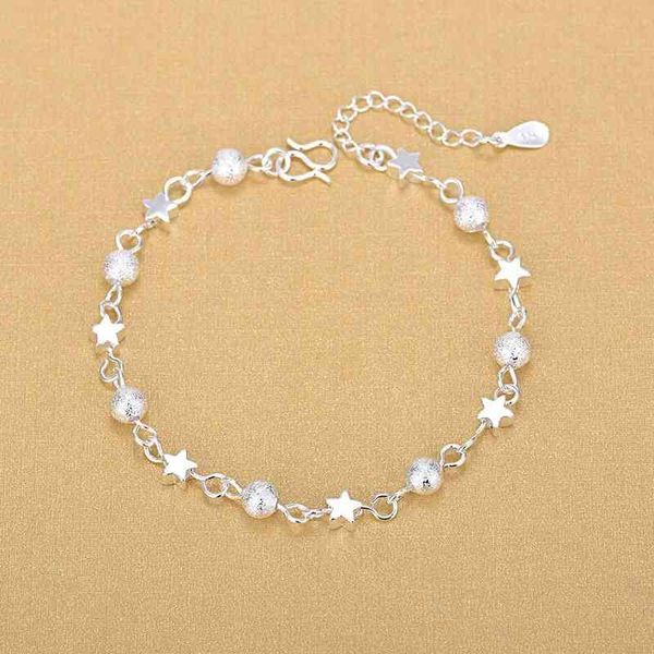 

925 sterling sier chain hollow ball star bracelets sier fashion bracelets fine jewelry for women party elegant accsory, Golden;silver