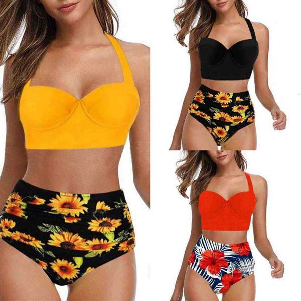 

2021 swimsuit women's large split high waist bikini swimsuit, White;black