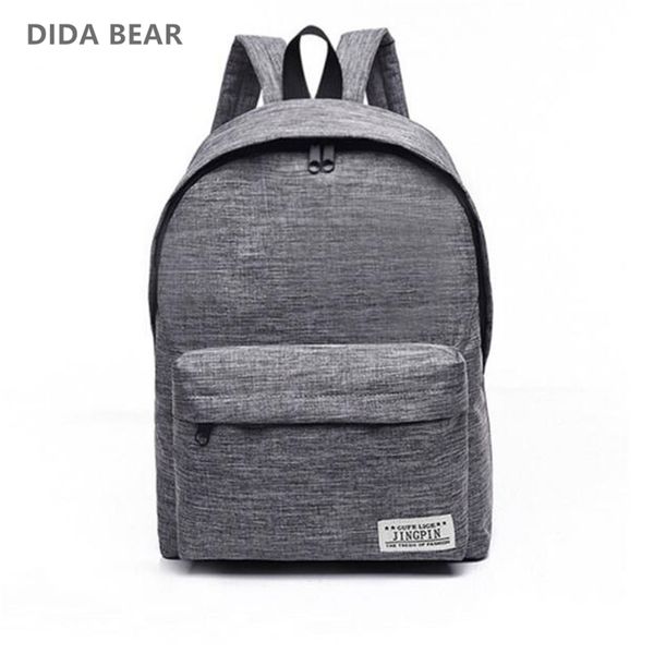 

dida bear brand canvas men women backpacks large school bags for teenager boy girls travel lapbackbag mochila rucksack grey 211215