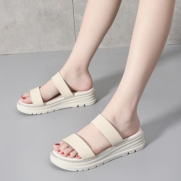 

sandals cool women wear fashion summer 2021 platform flats heel women's shoes, Black