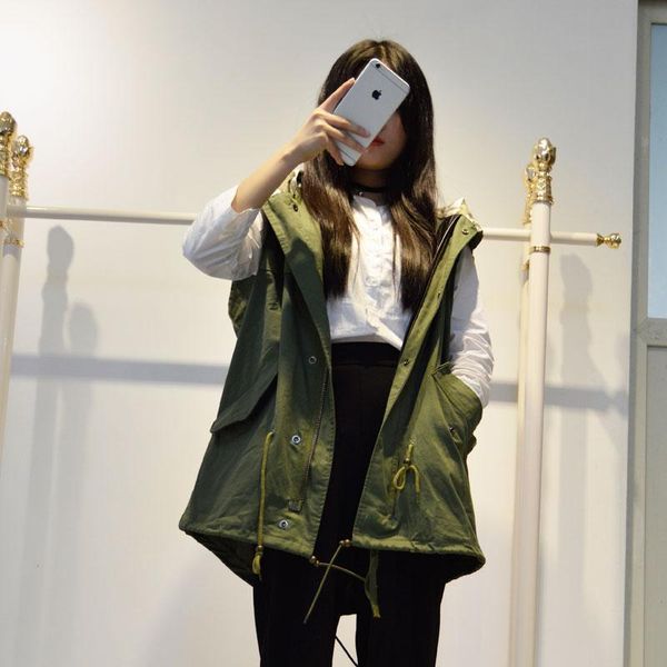 

women's vests women 2021 spring fashion slim sleeveless jackets back orange strip pockets vest plus size camouflage hooded waistcoat, Black;white
